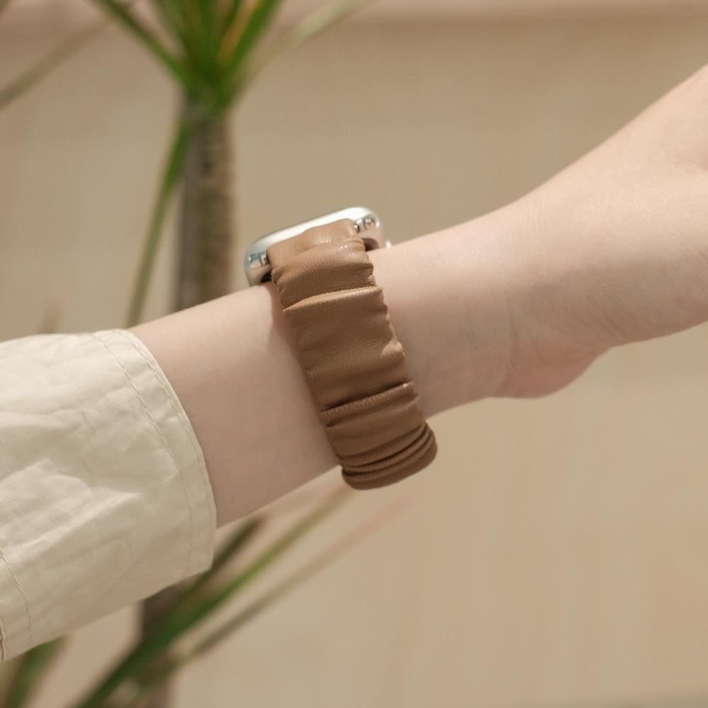 

elastic force leahter loop For Apple Watch band women 10/9/8/7/6/5/4/3/2/1 SE 38mm 40mm 41mm 42mm 44mm 45mm 46mm 49mm Strap 38mm40mm41mm 42mmS10 светло-коричневого