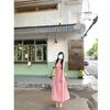 French neck sleeveless pink suspender dress women's summer new seaside vacation beach dress backless long skirt