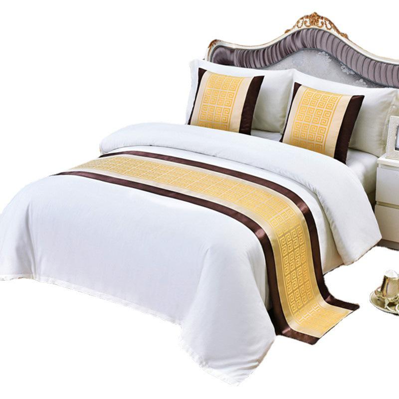 Nowy Chiński Satynowy Złoty Bieżnik na Łóżko - Hotel, Pensjonat, Dekoracja Szal Tematyczny Apartament