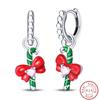 New Sweet 925 Silver Women's Princess Powder Gemstone Blue Kind Bow Design Earrings Fit Party Exquisite Jewelry Gifts