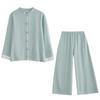 Summer Cotton Linen Tai Chi Loose Training Clothes Zen Buddhist Two Piece Set