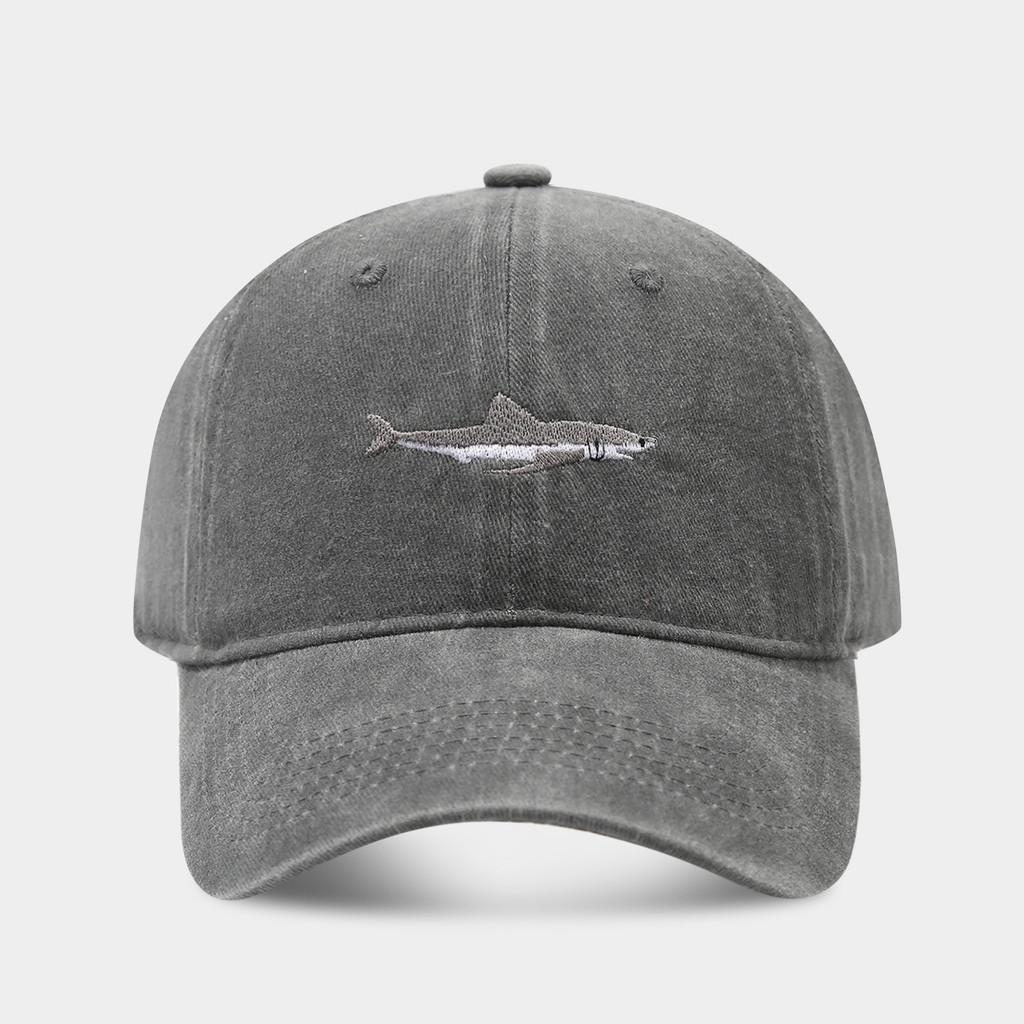 Vintage Haifisch Baumwoll-Baseballkappe Mit Stickerei Für Streetwear Und Sonnenschutz