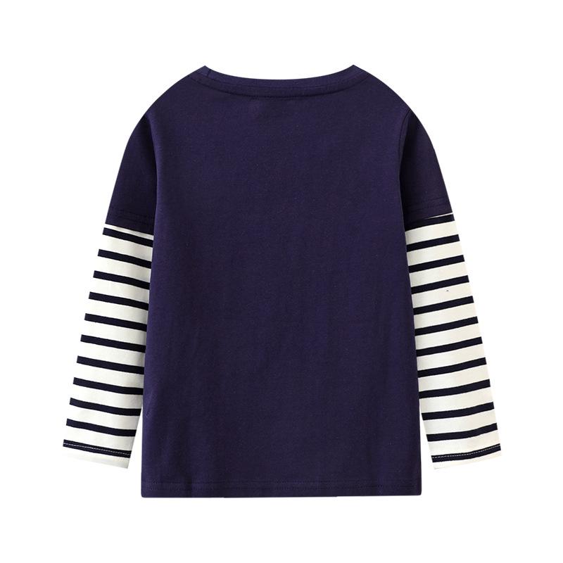 Striped Long-Sleeve Pure Cotton T-Shirt for Baby Boys - Autumn Style