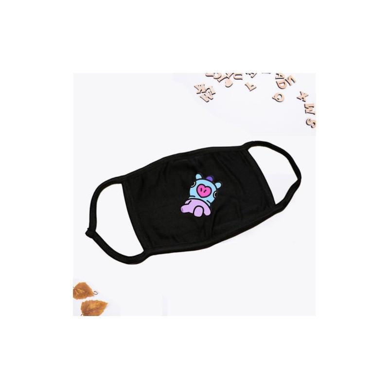 Kpop Bts Atmungsaktive Baumwollmischung Gesichtsmaske Mit Cartoon-Druck Für Täglichen Sonnenschutz