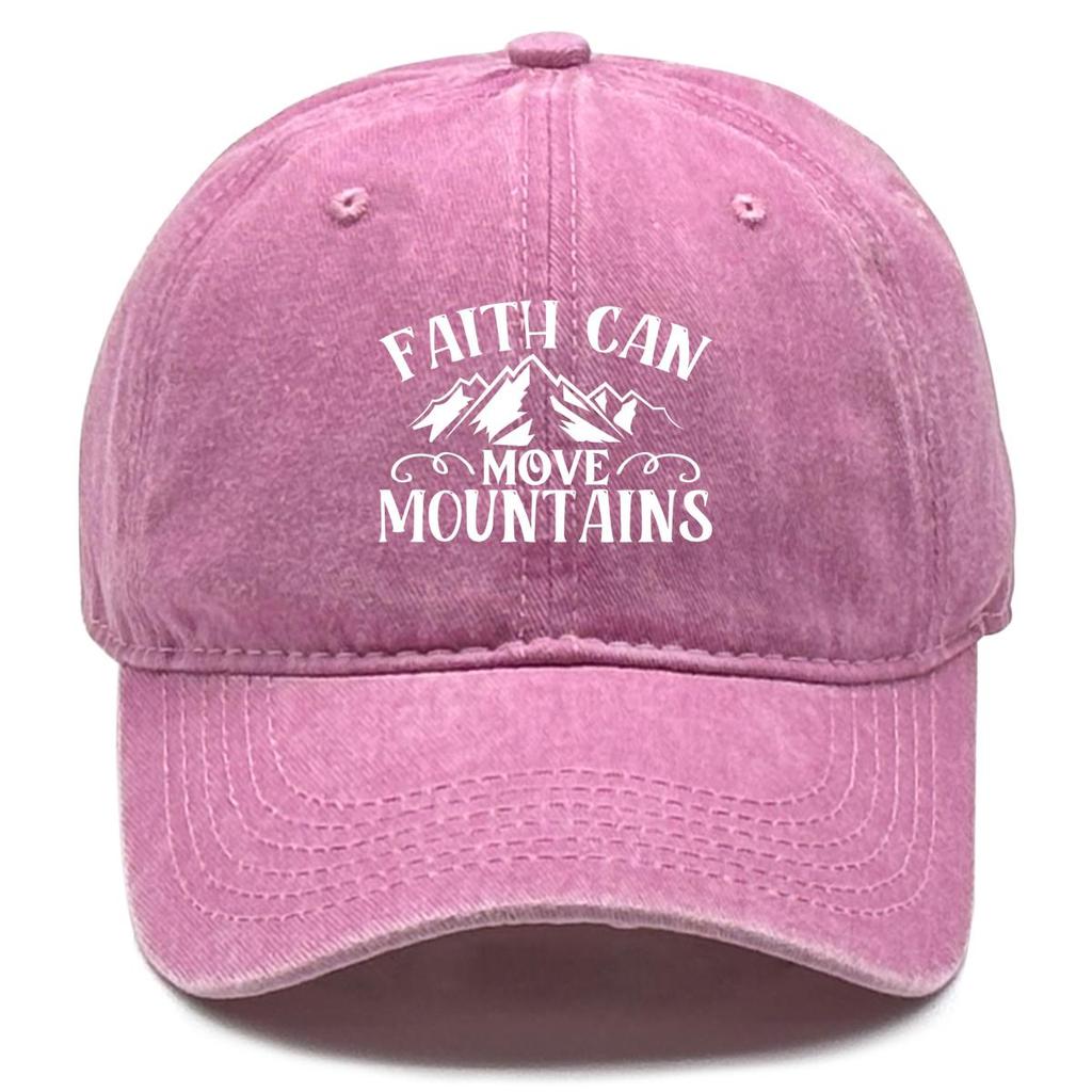 FAITH CAN MOVE MOUNTAINS" Print Snapback Baseball Hat, Flat Cap Sporting Vintage Sunshade Casual Adjustable Baseball Cap