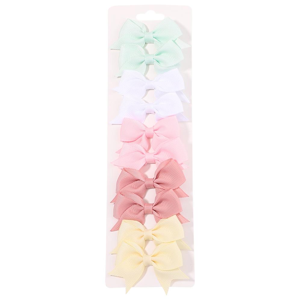 10PCS/Set 2.4Inches Solid Hair Bows With Hair Clips For Girls Headwear New Handmade Bowknot Barrettes Cute Kids Hair Accessories