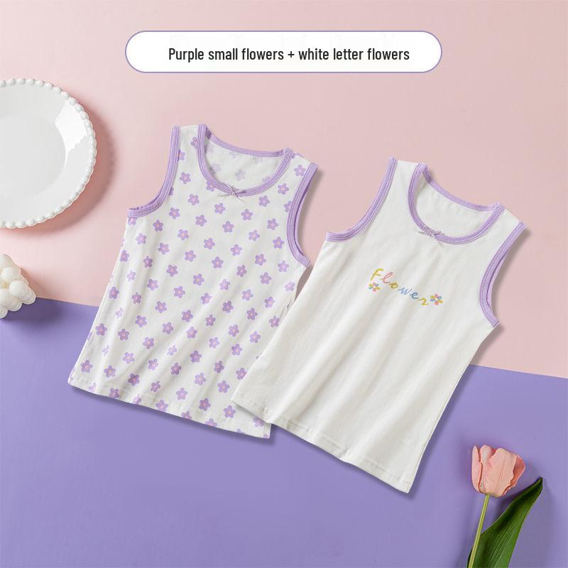 Class A Girls' Floral Cotton Tank Top for Ages 6-12 - Available In Medium & Large Sizes