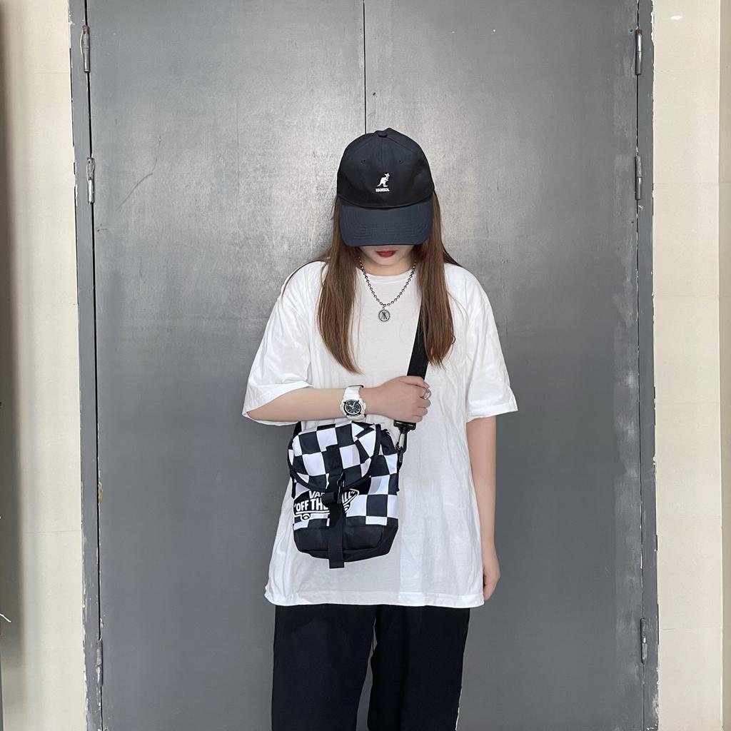 Men's Bag Vans Checkerboard Polyester Crossbody Bag Regular Unisex Black White