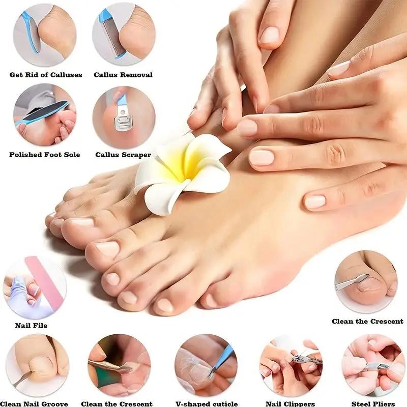 Set Pedicure Esfoliante e Scrub per Calli Spazzola Scrub Piedi Acciaio Inossidabile Lato Doppio Pedale Pietra per Cura del Piede