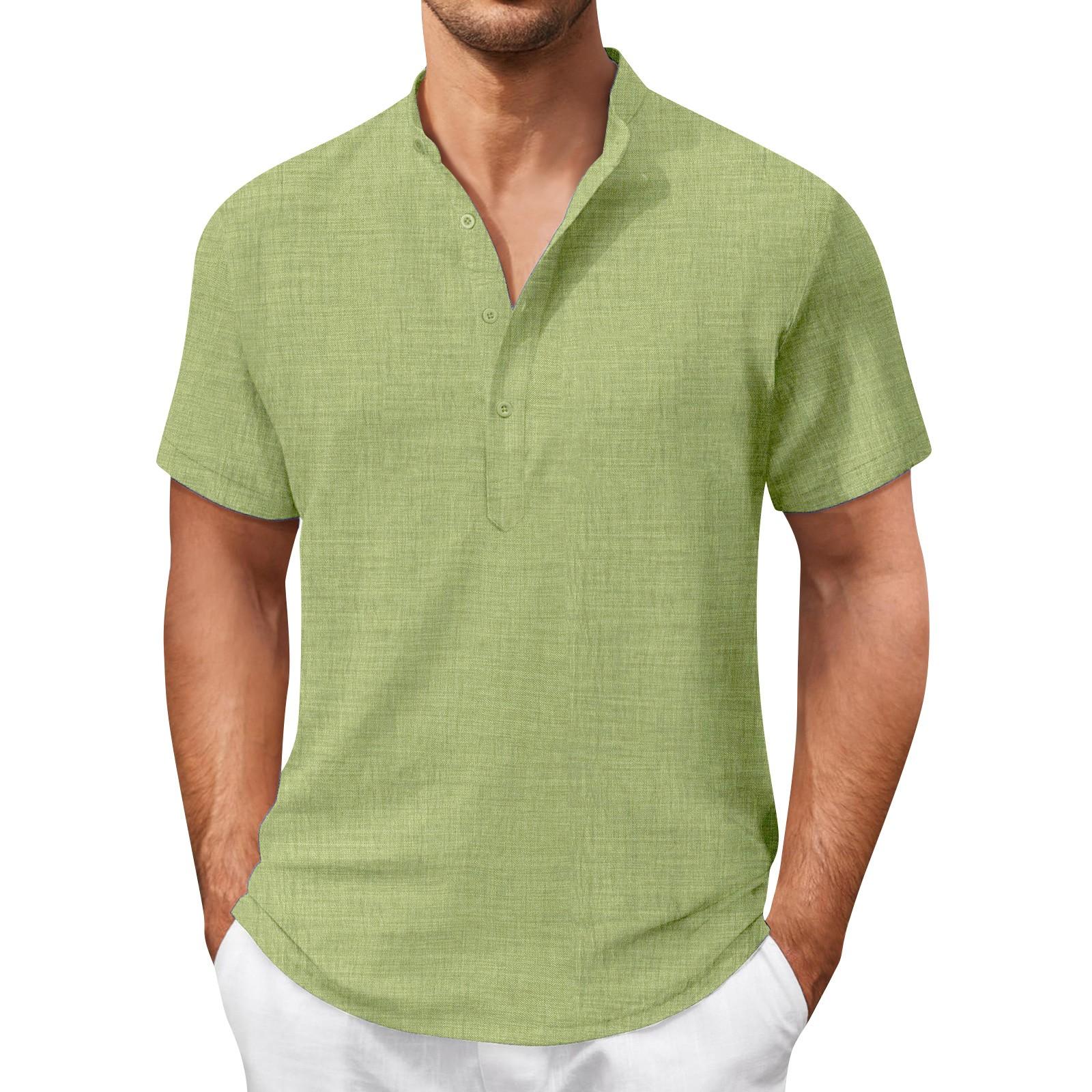 

Винтажная летняя мужская футболка, уличная одежда, 3 пуговицы, свободная одежда, футболка с коротким рукавом и принтом S зелёный