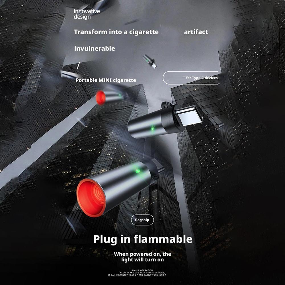 Mini Cigarette Lighter TYPE-C Portable Low Consumption Lighter Windproof Energy-saving Outdoor Cigarette Lighter Car Accessories