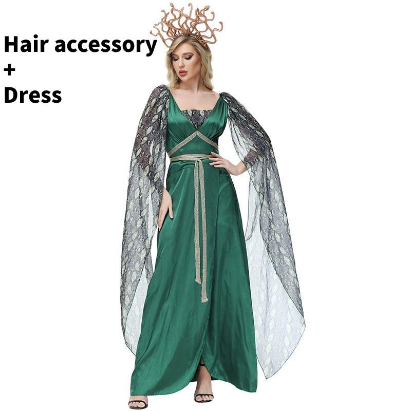 

Medusa Cosplay Costume With Headpiece For Halloween Stage Performances XL