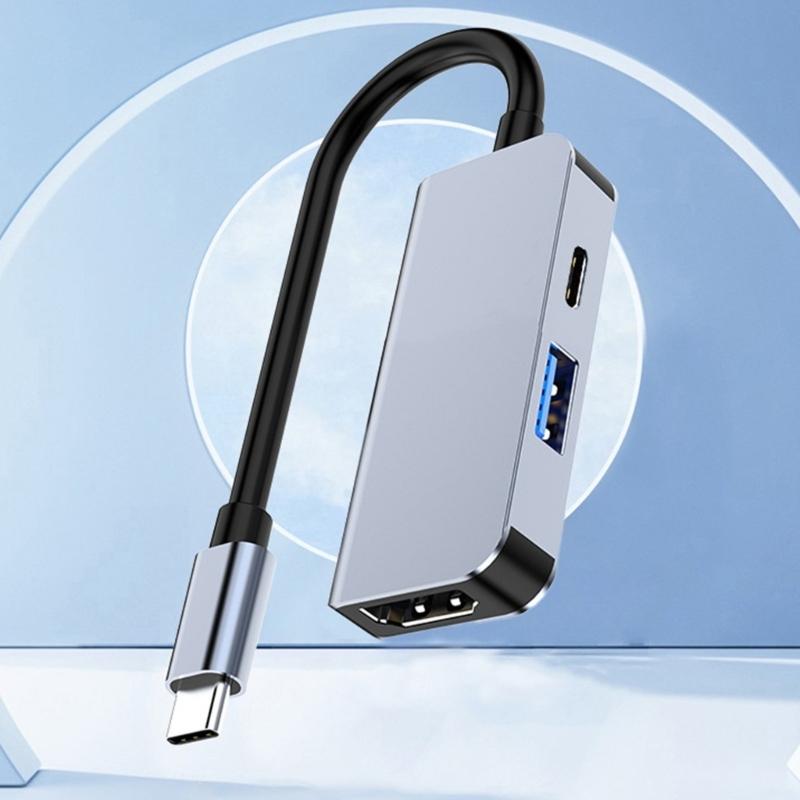 Multifunctional USB C Docking Station with HDTV 4K 60Hz Video Output Fast Speed USB3.0 Data and PD100W Charging