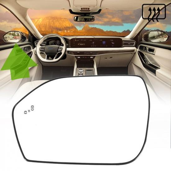 Mirror Glass Driver Left Side Heated w/Blind Spot For 2020-2024 Ford Explorer LH
