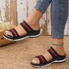 Women's Plus Size Summer Flyknit Slippers Low Wedge Lightweight Breathable Outdoor Shoes