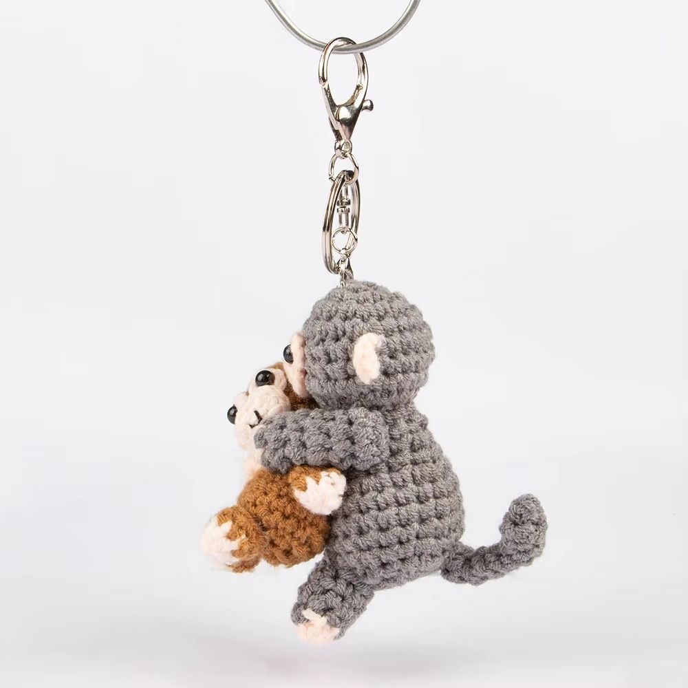 Handmade Monkey Keyring Bag Charm Knitted Doll Hanging Ornament Crochet Keychain  Daily Use