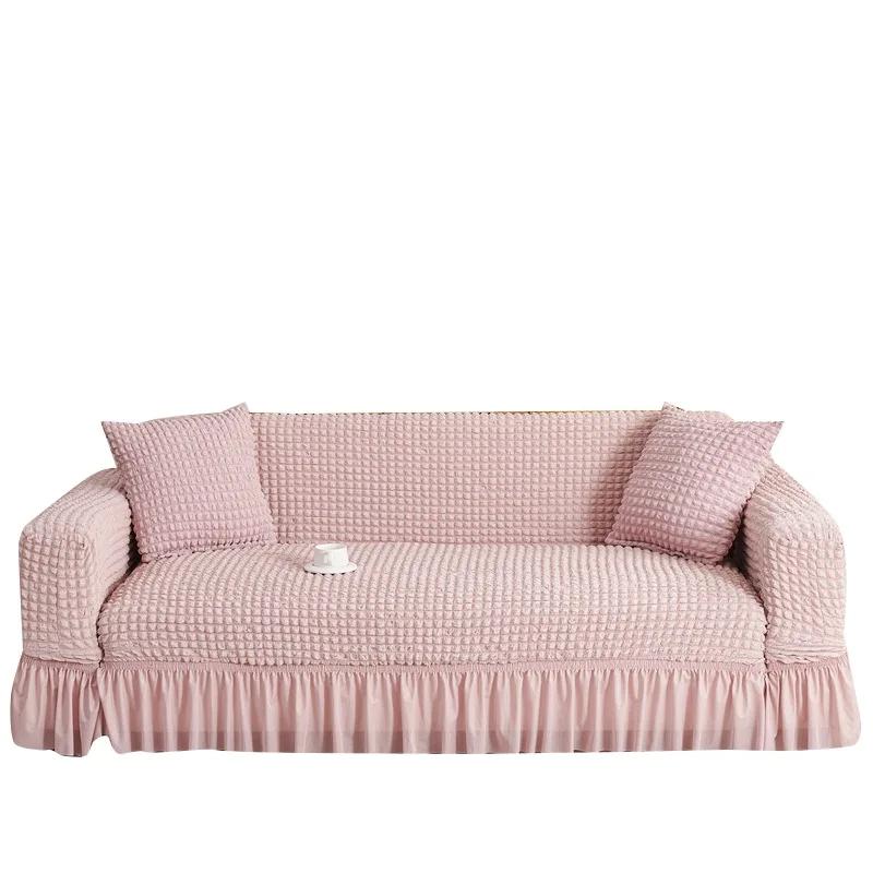 Elastic Sofa Cover Stretchable Furniture Protector with Skirt Washable Durable Fits Most Couches Living Room Decor 1/2/3/4/5seat