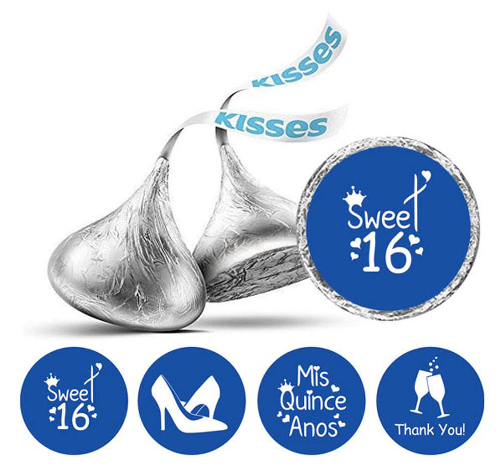 

Сувенірні етикетки для шоколадних цукерок Darling Quinceanera 16 наклейок на день народження 190 шт. своїми руками 0.75 Inches Diameter синій
