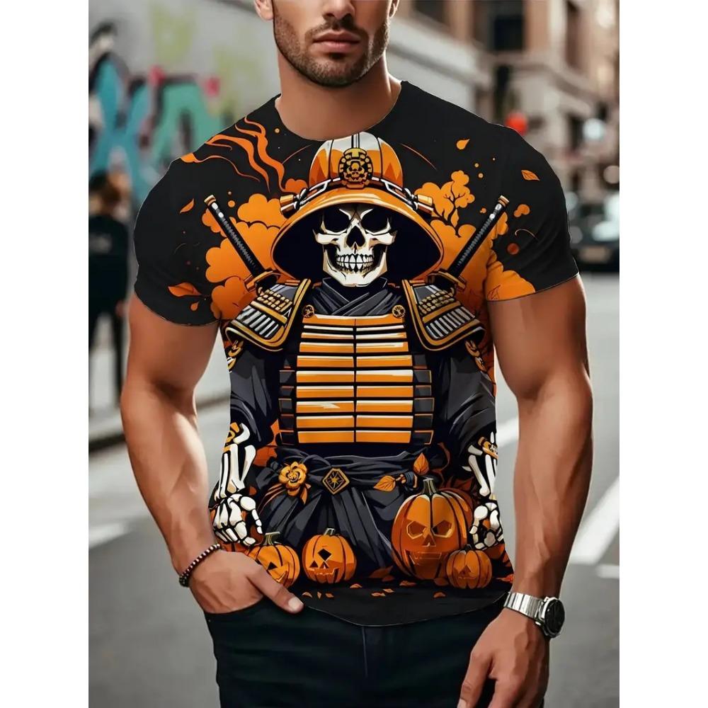 Happy Halloween Short Sleeve T-shirt Clothing 2025 New Funny Print Men's T-shirts For Men Breathable Quick-dry Crew Neck T Shirt