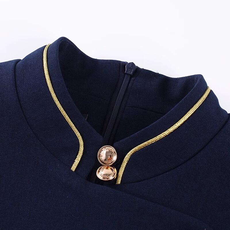 Troloman New Chinese Style Professional Long-Sleeve Dress