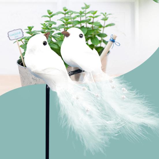 2 τμχ Bird Ornament Πολλαπλών χρήσεων Fine Workmanship Styrofoam Excellent Artificial White Pigeons Χριστουγεννιάτικα στολίδια γάμου για κοιτώνα