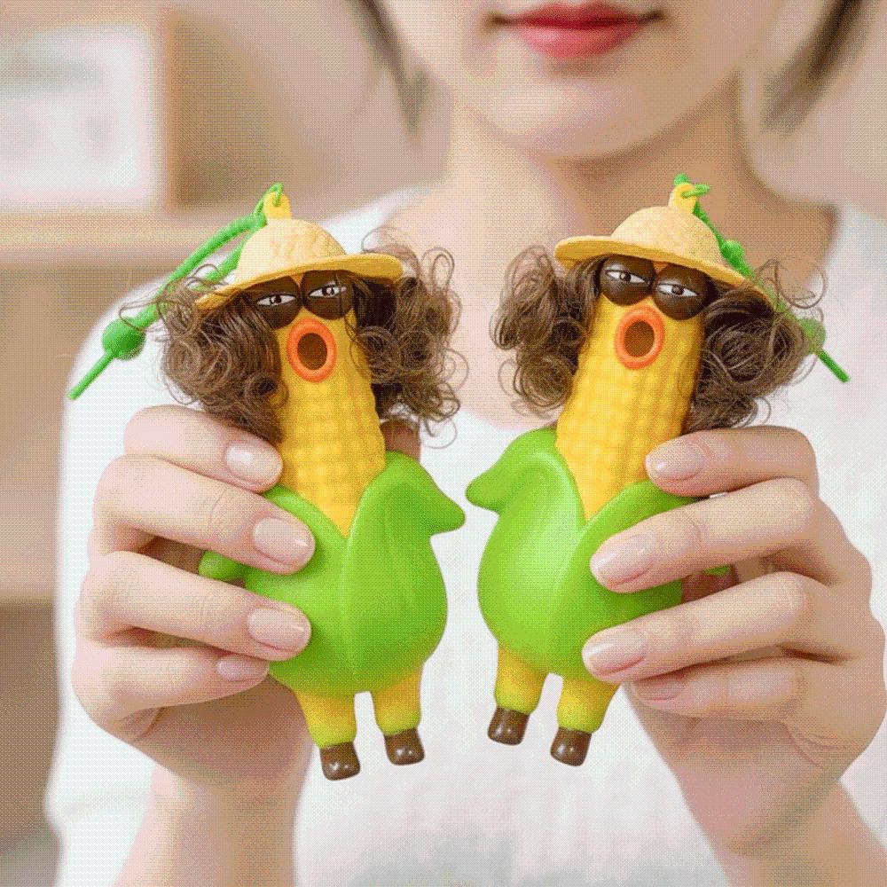 Shrill Corn Key Chain Flexible Squishy Toy Pendant Sensory Toy Screaming Chicken Teens