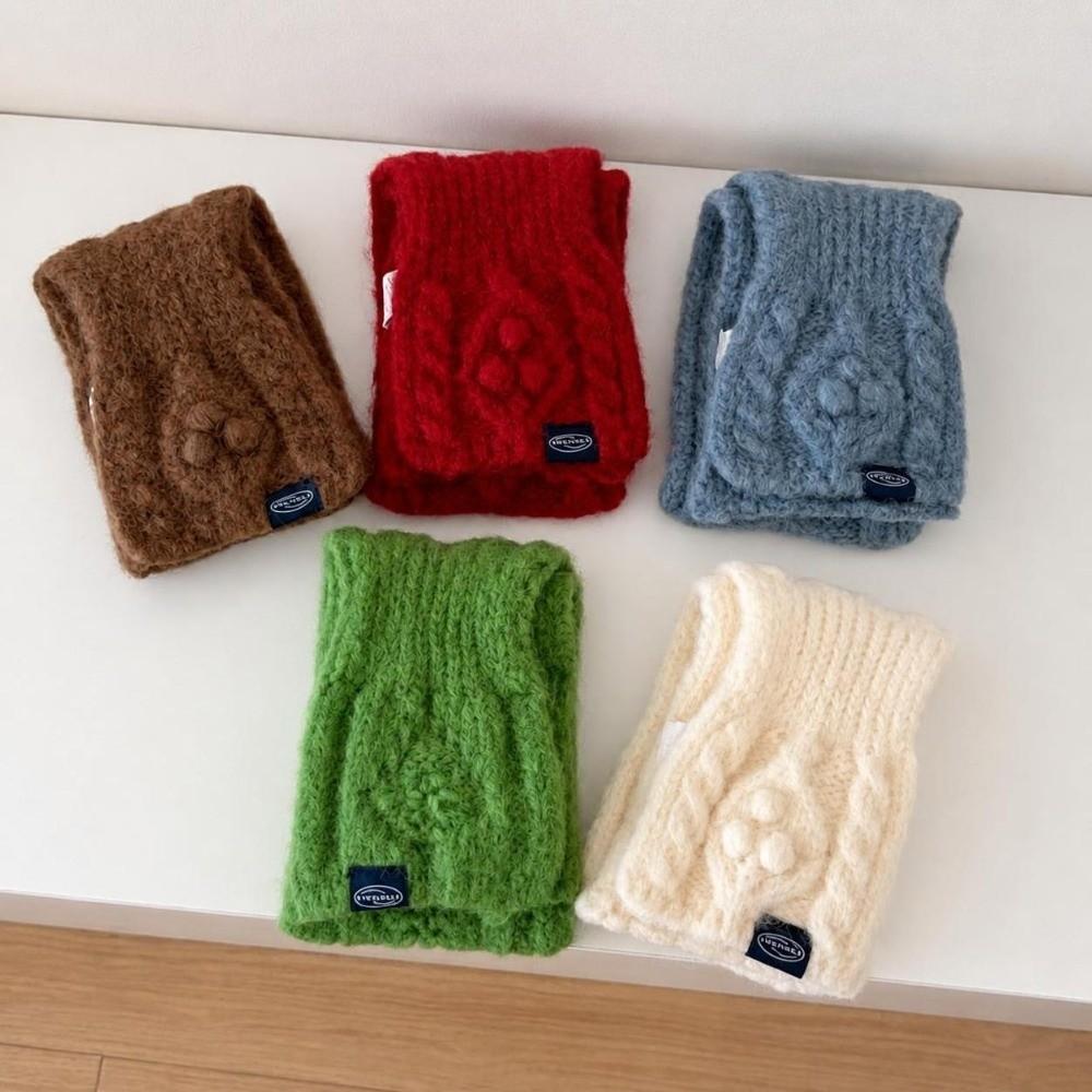 Knitted Yarn Knitted Scarf Textured Pattern Neck Warmer New Short Scarf Daily Outfits