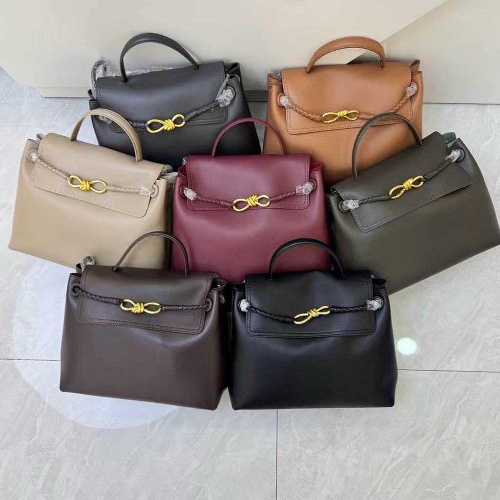 Cross-border explosion Andiamo leather handbag 2025 new old money style high-end women's cowhide tote bag