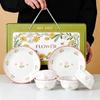Tulip Ceramic Tableware Set: Includes Bowl, Plate, and Spoon for Housewarming or Wedding Gift.