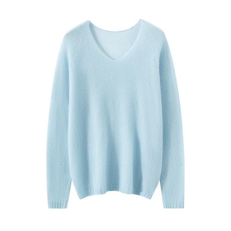 Classic Cashmere & Mulberry Silk V-Neck Women's Pullover Knitwear