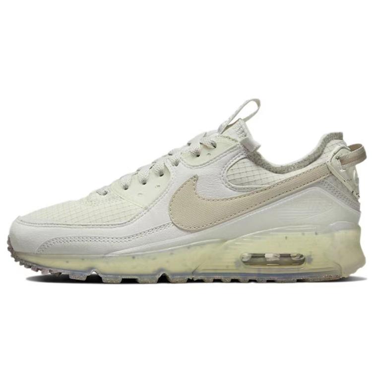 Nike Air Max 90 Fabric Slip Resistant Abrasion Resistant Low Top Casual Shoes Women's Beige Gray Pink DC9450-001(Team80-)