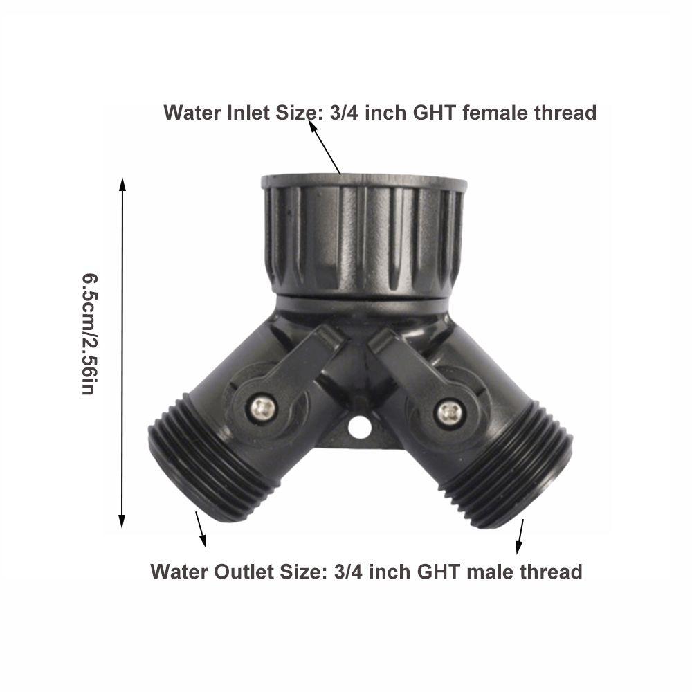 8pcs Black Garden Hose Y Splitter 3/4 Inch GHT Female Thread Garden Hose Splitter  Yard Watering