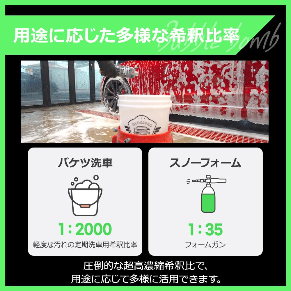 GLOSSBRO Bubble an Neutral Shampoo with Foam That Gently Envelops and Removes Its Cleaning Power and Dilution Ratio Are Up To 2000x Dilution Glossbro