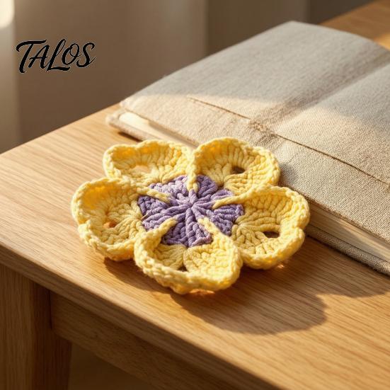Cute Desk Decor Accessories Handmade Crochet Flower Coasters for Drinks, Thermal Insulation Table Mat Milk Cup Mats Coffee Mugs And Tea Cups, Artistic