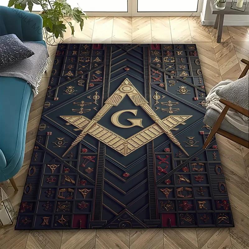 

15 Sizes Cool Franc-maçonnerie Printed Carpet Indoor Floor Mats for Bedroom Living Room Kids Room, Office Large Decorative Rugs 40x60cm (16x24in)