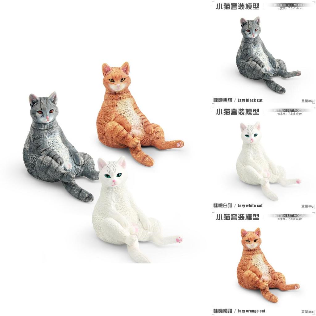 Realistic Cat Model Pvc Figurine Lazy Orange Black White Cat Decor Collectible Toy For Animal Enthusiasts