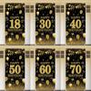 Schwarze und goldene Flagge, Türbanner zum Aufhängen, Party-Dekoration für den 18., 30., 40. und 50. Geburtstag, für Erwachsene, 30., 40., 50., 60. Geburtstag, Party-Zubehör