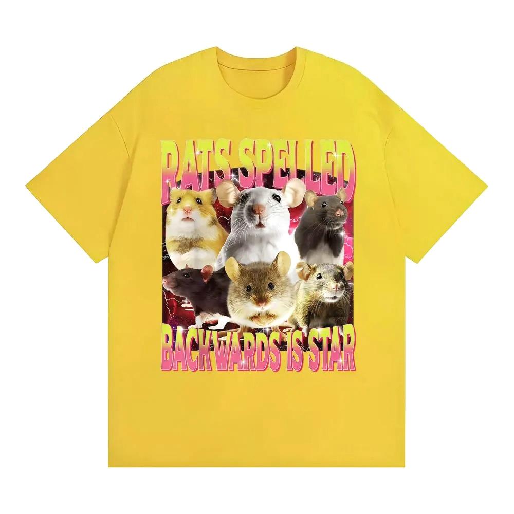Rats Spelled Backwards Is Star Funny Rat Meme Print T Shirts Retro Humor Short Sleeve Tshirts Tops Fashion Clothing