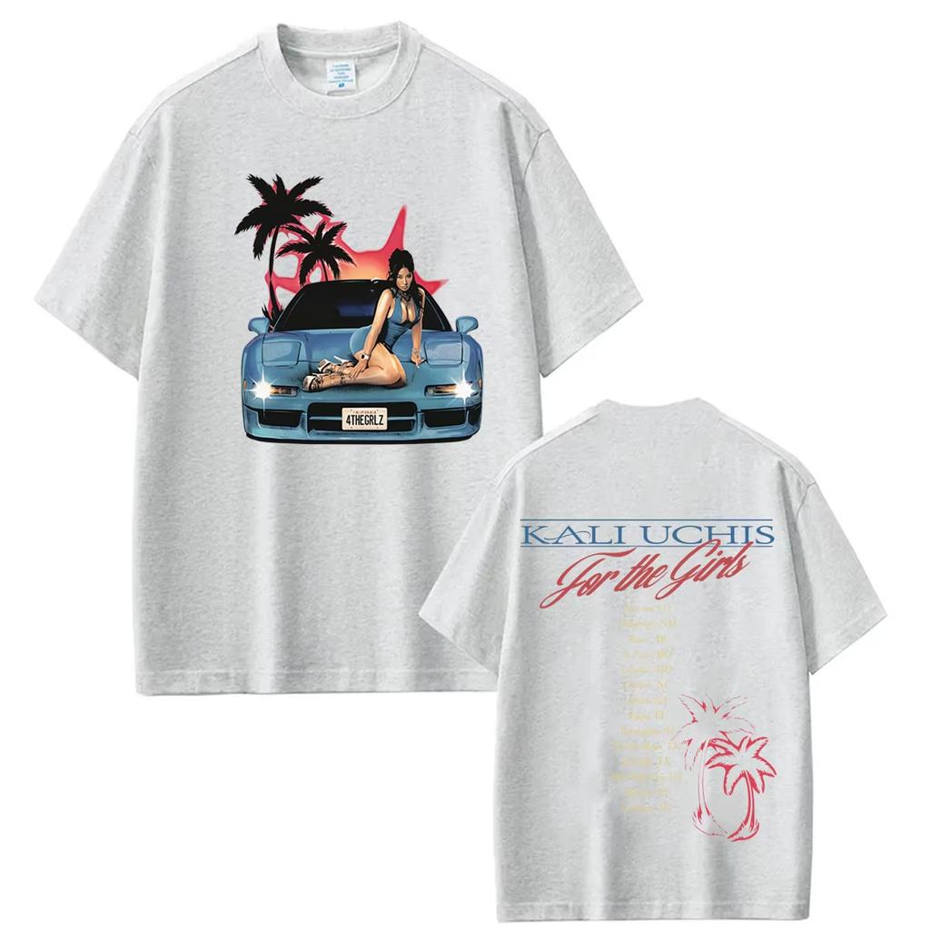 Kali Uchis For The Girls Tour 2026 Vintage Print T Shirt Unisex Unisex Hiphop Tshirt Summer Shortsleeved Fashion Cotton Tshirts