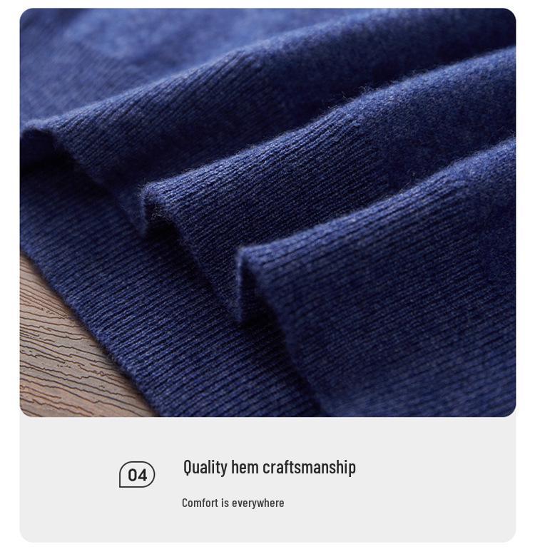 Men's Cashmere Half-High Collar Knit Cardigan with Double Zipper
