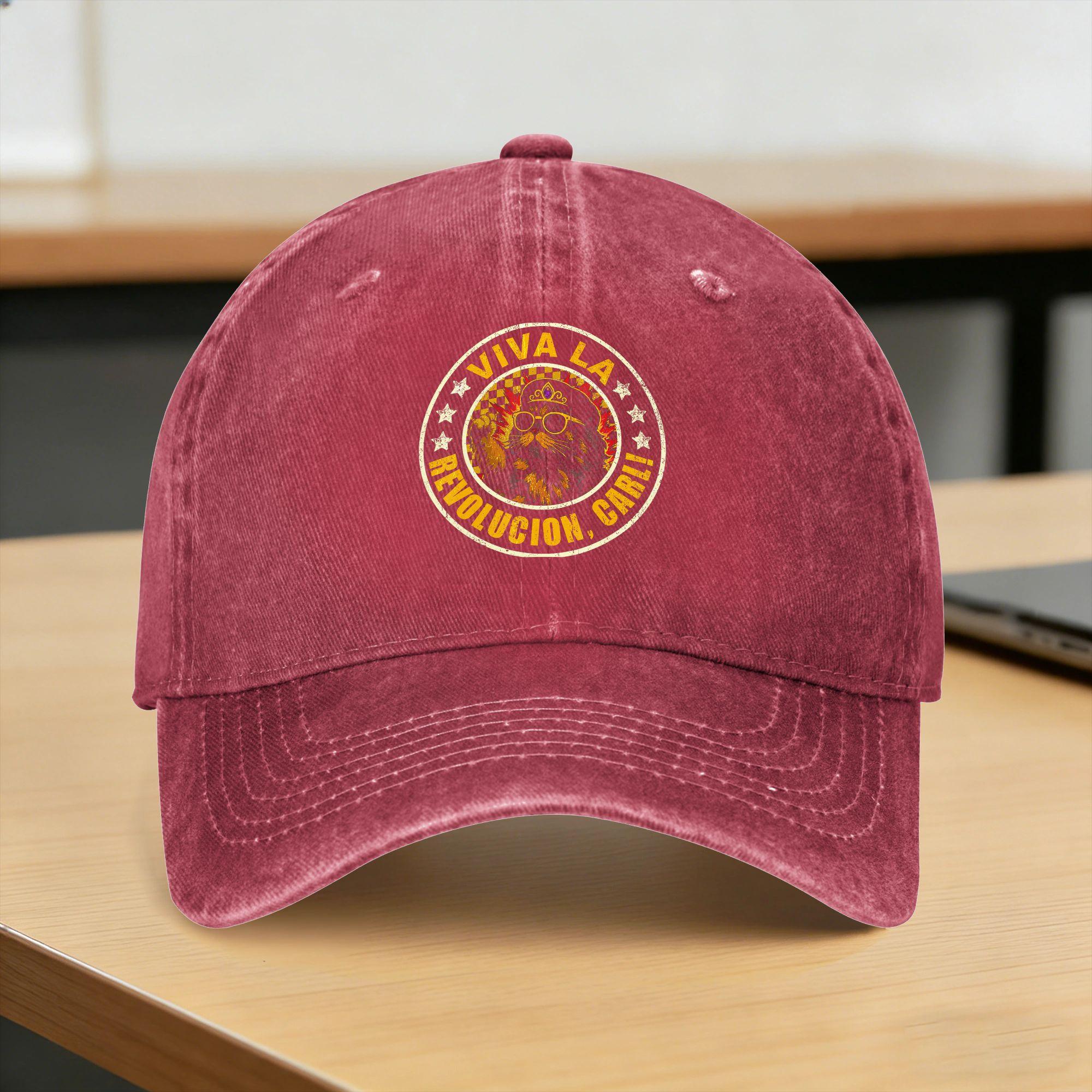 Viva La Revolucion Carl Funny Cat Lover Casual Baseball Cap Summer Trucker Hat Hot Sale Running Hippie Hip Hop Hats Unisex-Teens One Size