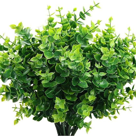 PASYOU Fake Leaves Plants for Christmas Decor, Gold Artificial Shrubs Grass Foliage Plastic Bulk Leaf Indoor Outdoor Home Garden Party Hotel Verandah