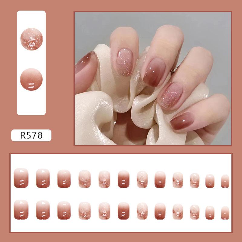 24Pcs Cute  False Nails Patch Artificial Press On Wearing False Nails Detachable Fake Fingernails Full Cover Nail Tips