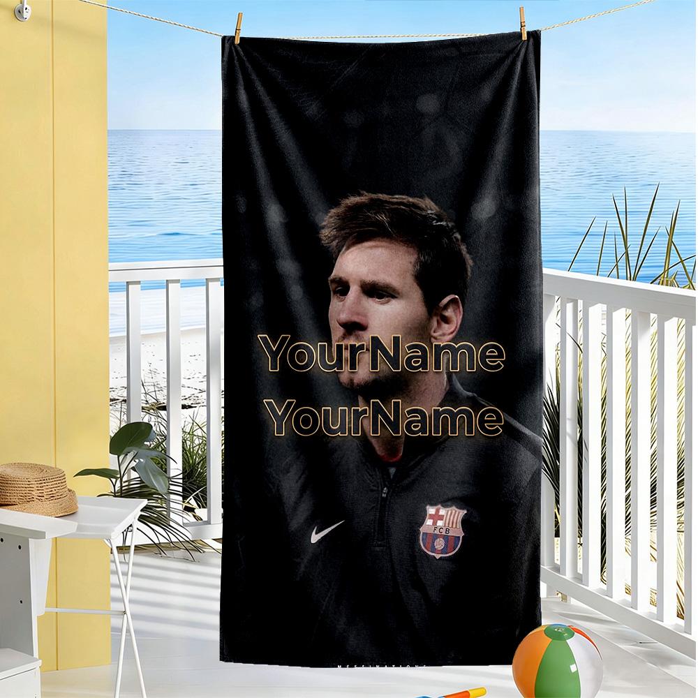 Messi Customize Your Name Beach Towel High Absorbency & Quick-Dry Perfect for Traveling Yoga Camping and Swimming