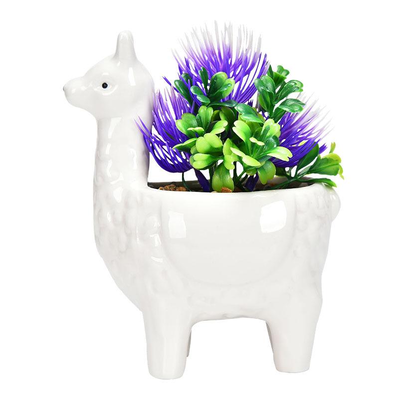 Creative Cartoon Alpaca Swan Ceramic Flowerpot Nordic Plant Pot Succulent Flowerpot Animal Shaped Pots Home Decoration Ornaments