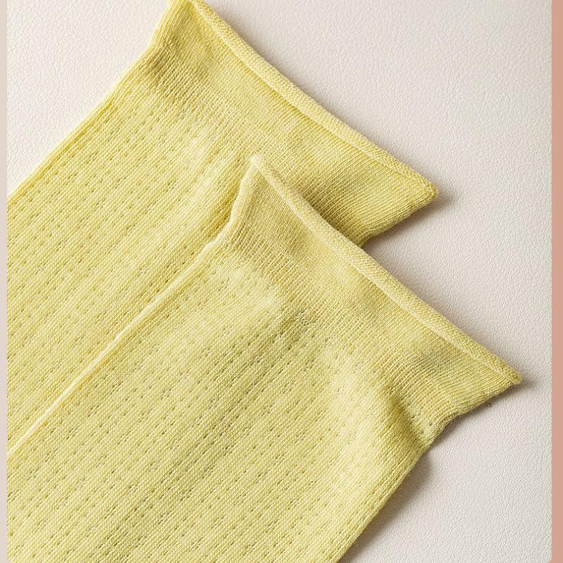 Lot de 5 paires de chaussettes Harajuku pour femme, couleur unie, en coton respirant, style tube central, collection printemps-été