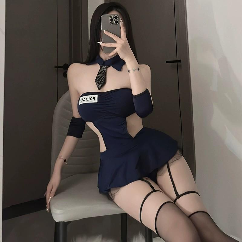 Anime Cosplay Policewoman Officer Passion Sexy Lingerie Uniform Roleplay Erotic Outfit Carnival Halloween Fancy Party Dress