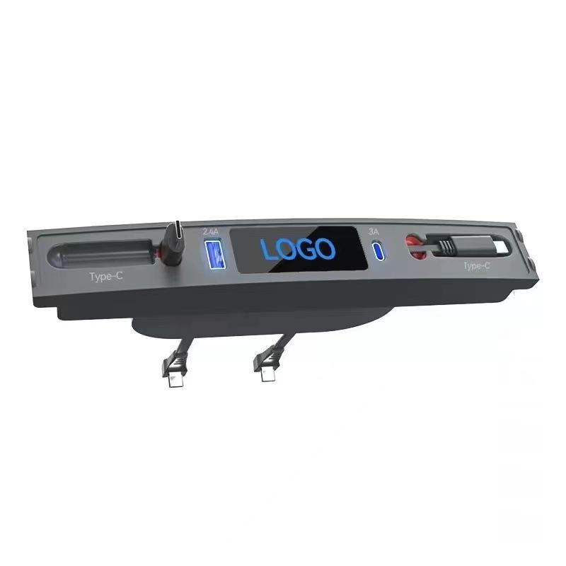 Multi-Port Car USB Charger Hub for 2021-2023 Tesla Model 3/Y, 4 in 1 USB Docking Station with 2 PD Fast Charging Cables, 2 USB
