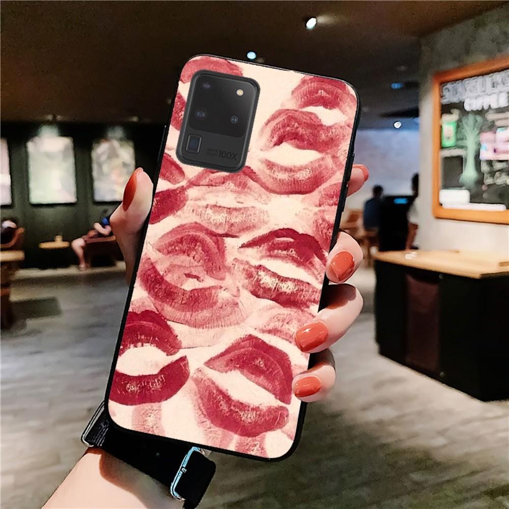 Sexy Girl red Lips Kiss Phone Case For Samsung S 9 10 20 21 22 23 30 23 24 plus lite Ultra FE S10lite Fundas