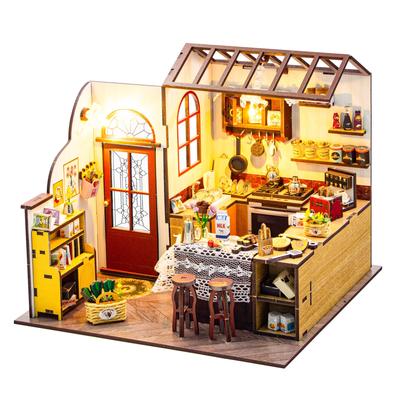 CRESYMME Dollhouse Miniature Kit, Wooden 3D Puzzle, DIY Handmade for Adults (Koharu's Kitchen)